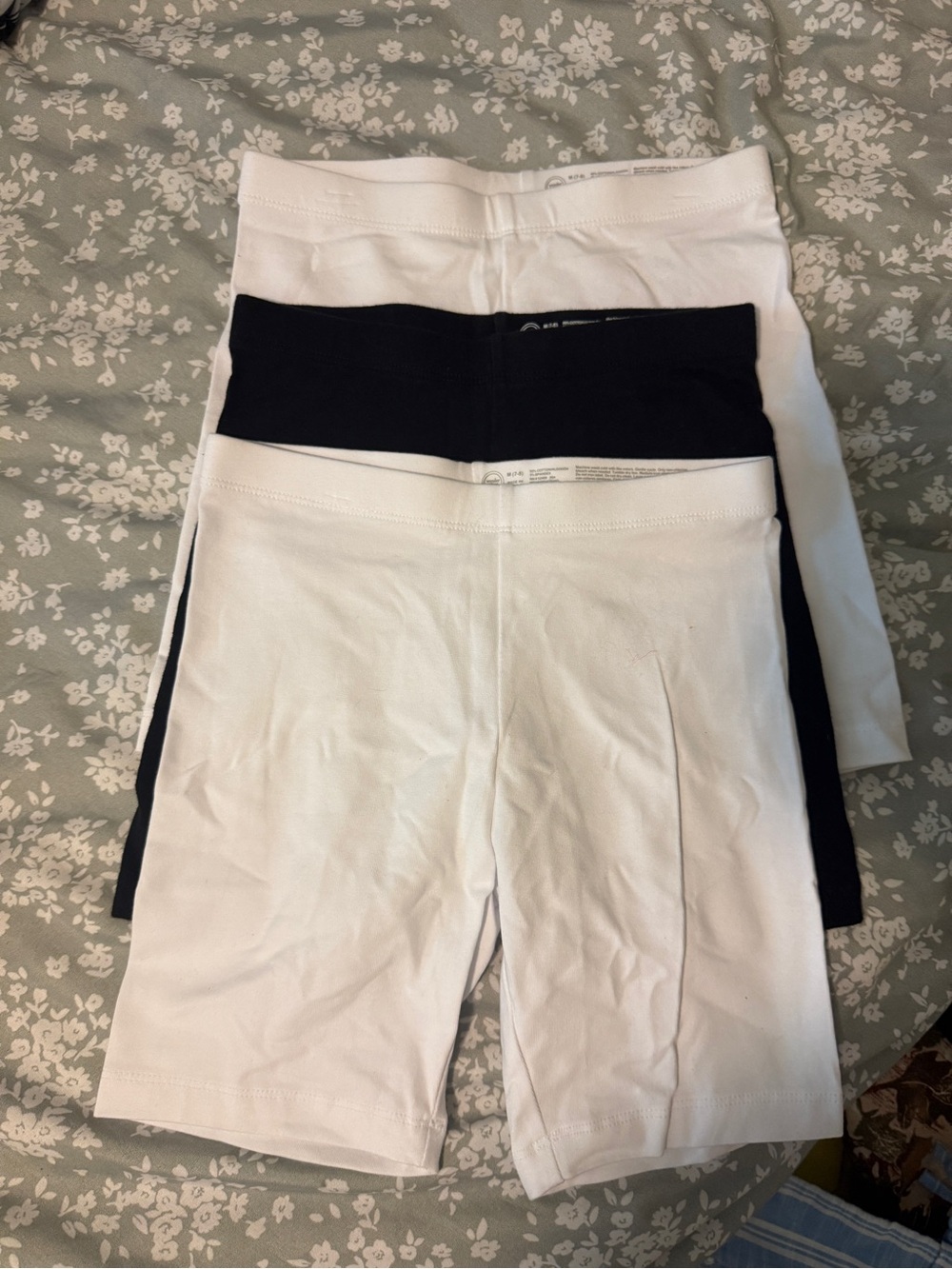 The Children's Place White and Black Stretch Bike Shorts - 3 Pack